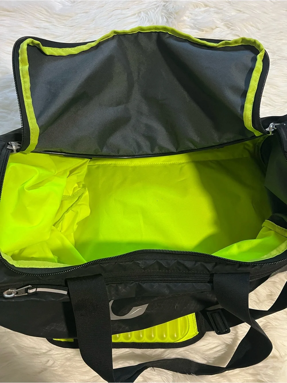 Nike Black Duffle Bag with Neon Green Trim
